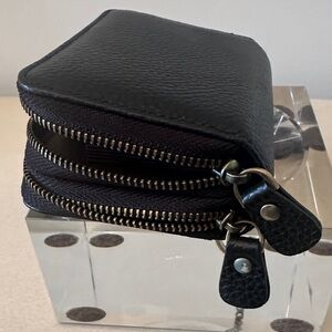 NWOT- Black Soft  Leather Multipurpose Zip Wallet